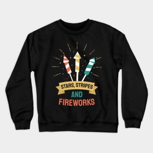 4th July Independence Day, Stars, Stripes, and Fireworks Crewneck Sweatshirt